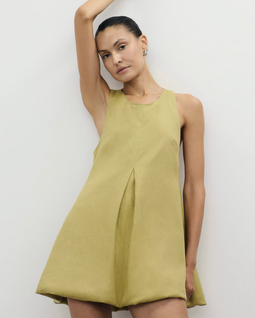 Balloon Dress in olive