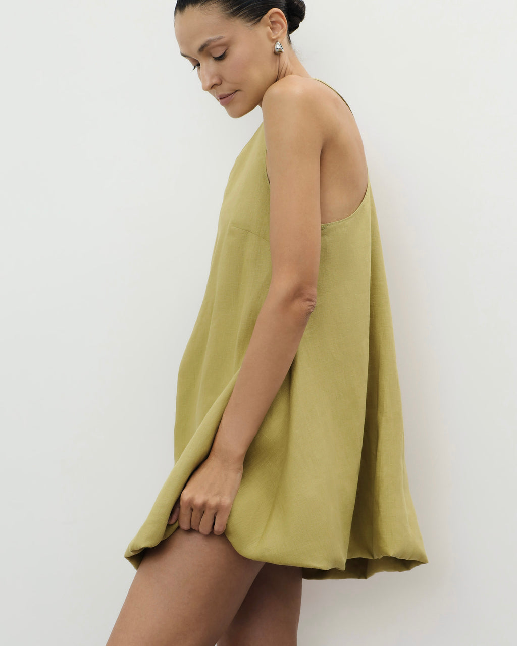 Balloon Dress in olive