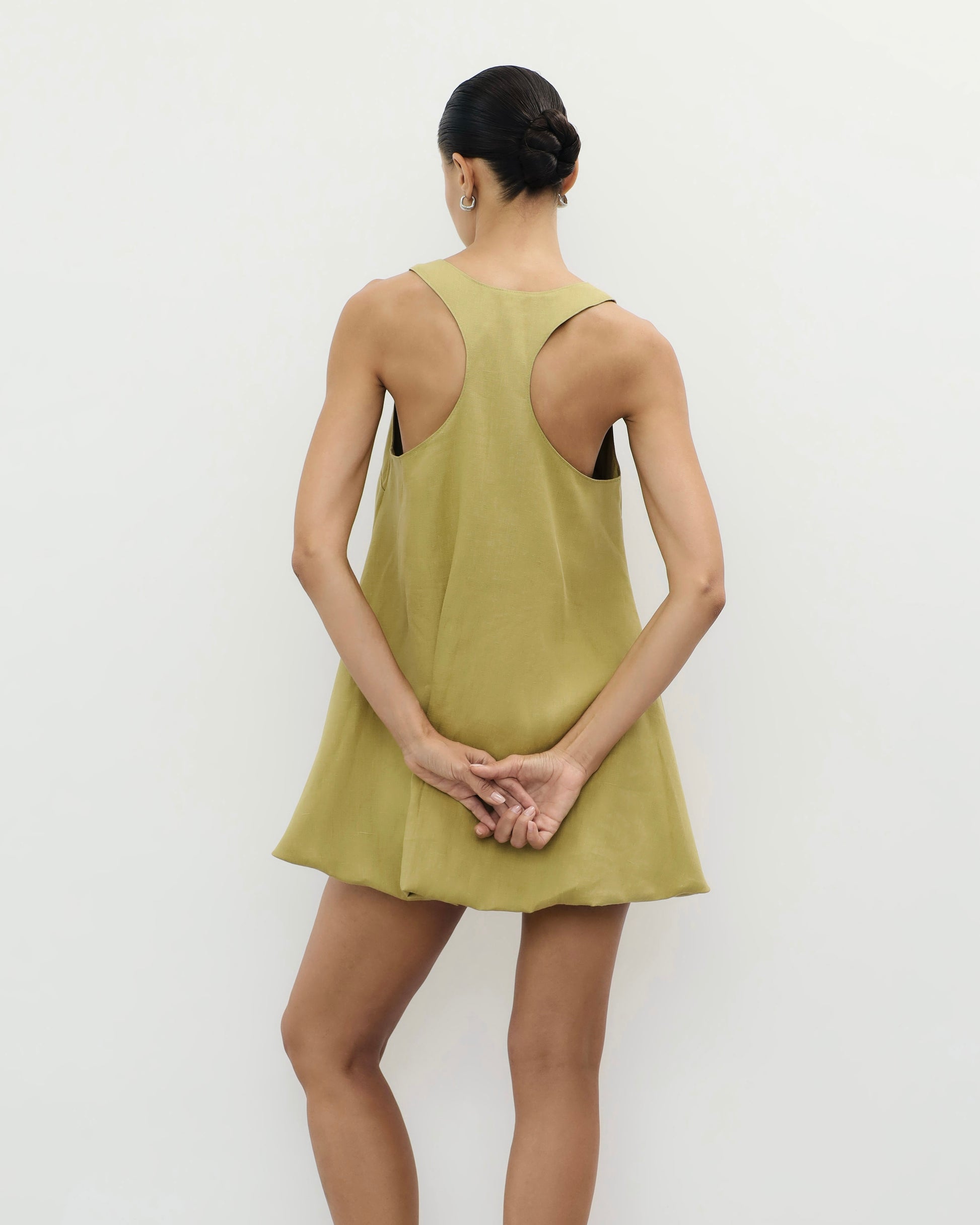 Balloon Dress in olive
