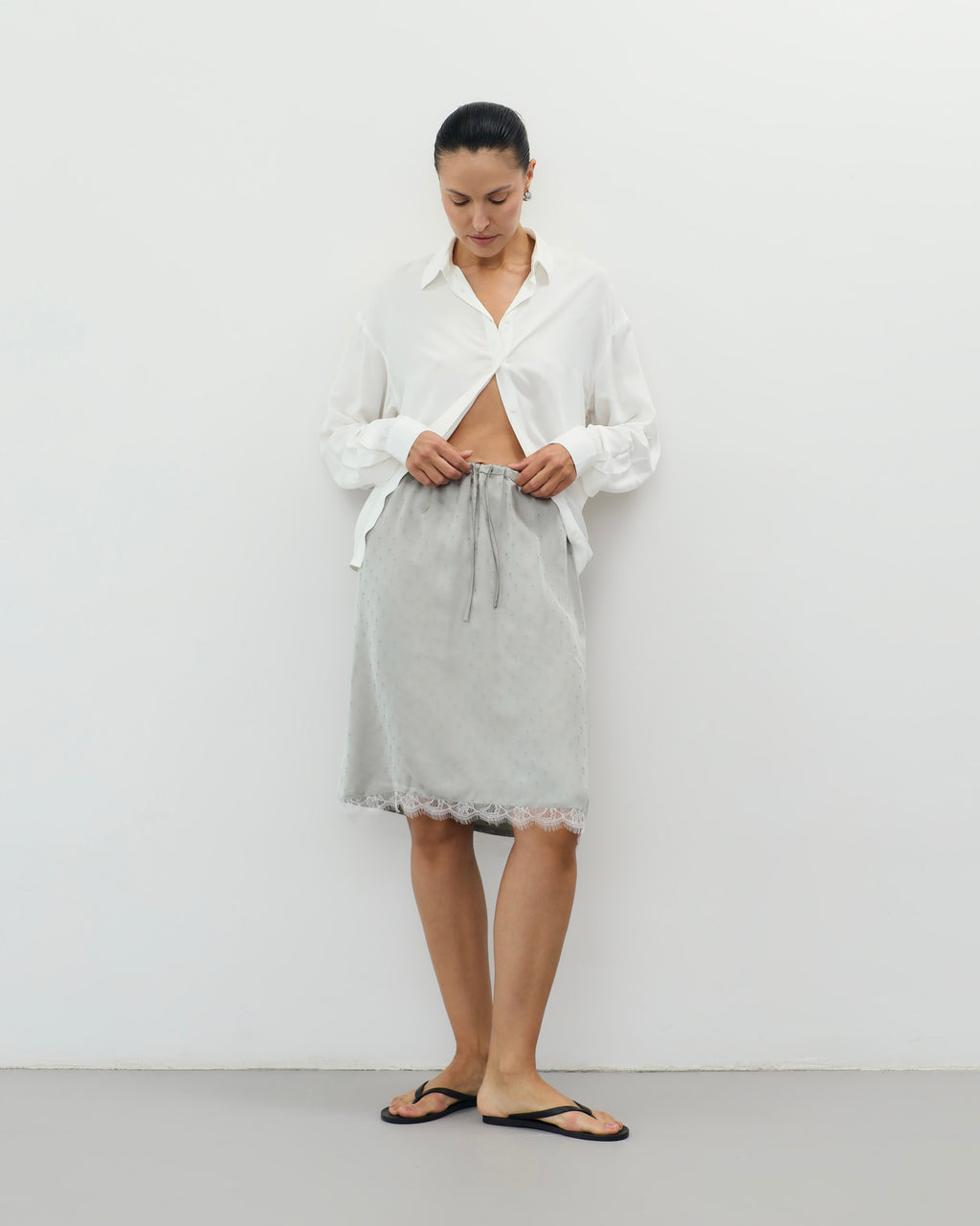 Silky Drawstring Skirt