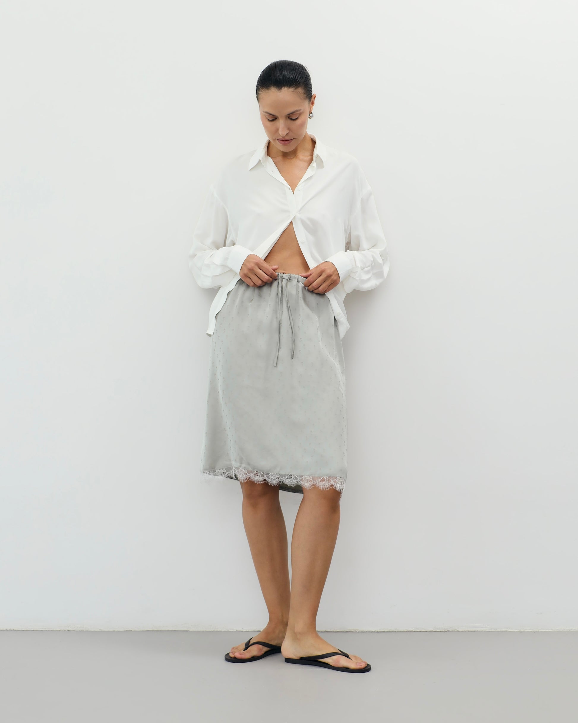 Silky Drawstring Skirt