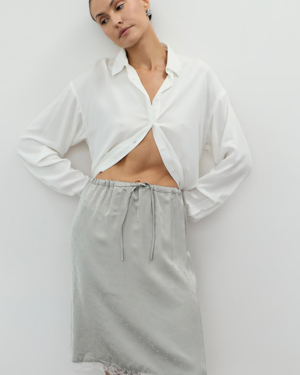 Silky Drawstring Skirt