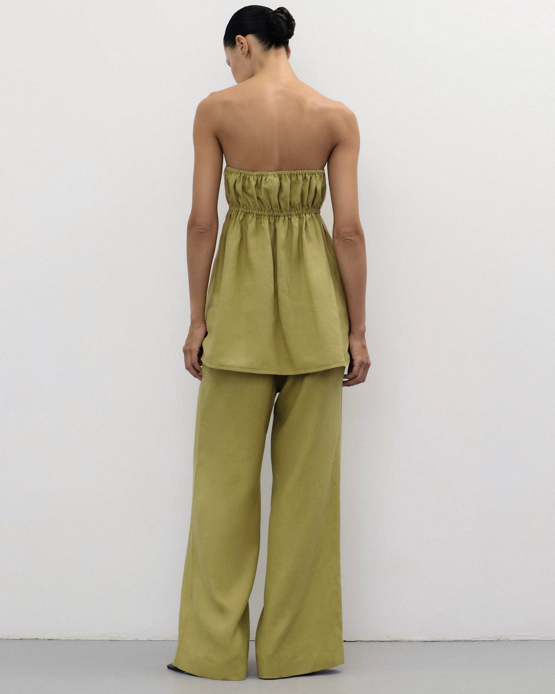 Strapless Rose Top in Olive