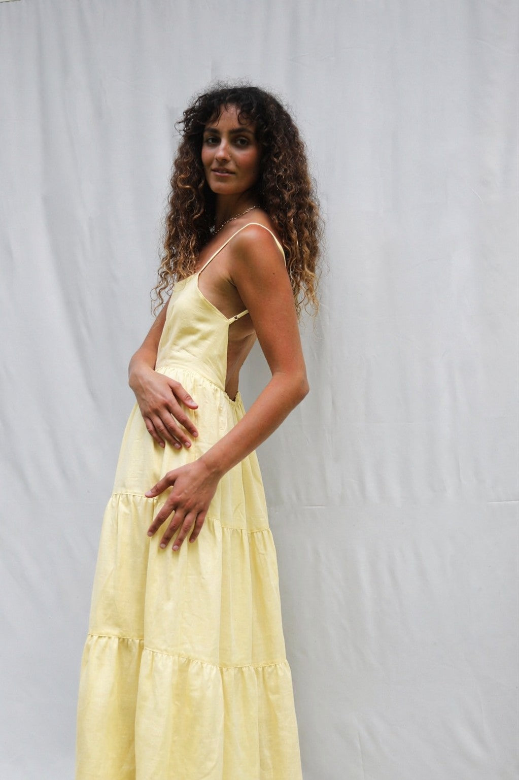 Murava Open Back Dress in cream