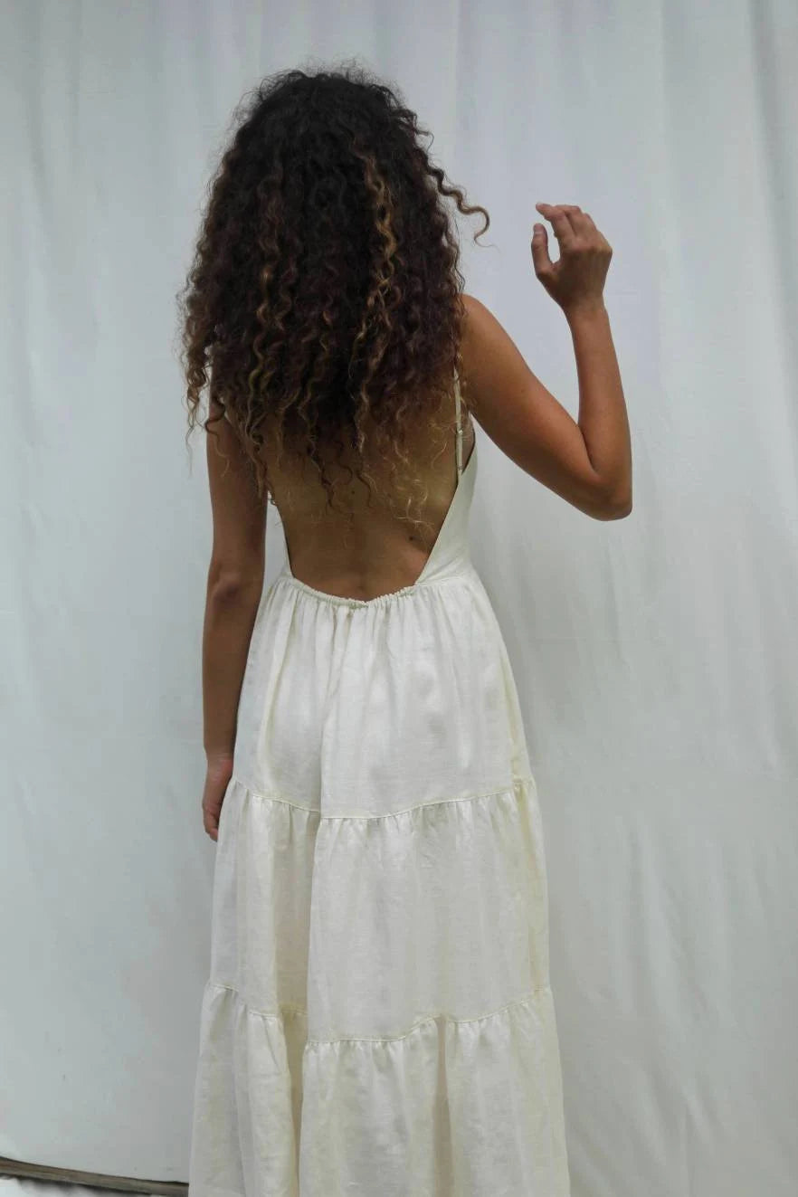 Murava Open Back Dress in cream