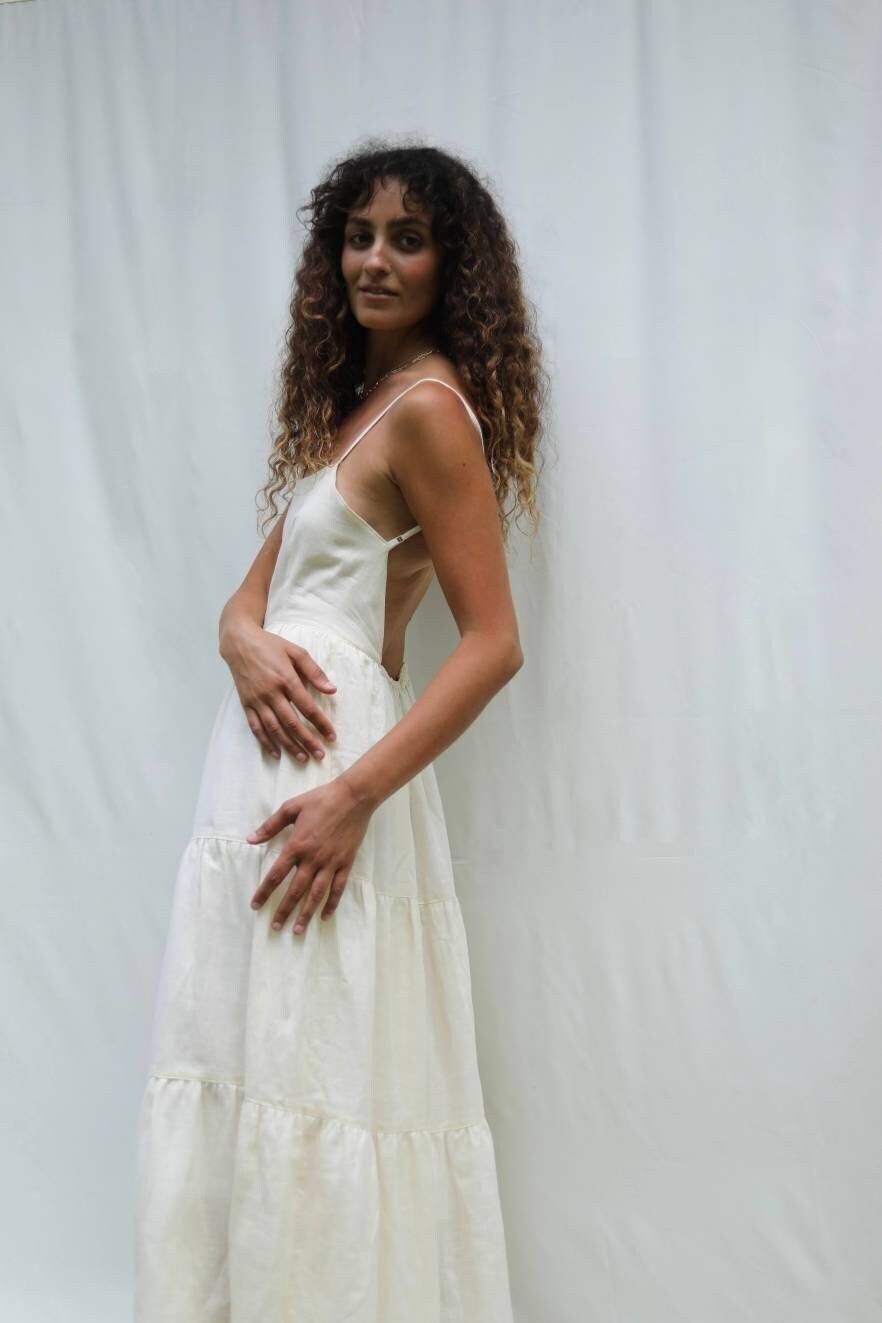 Murava Open Back Dress in cream