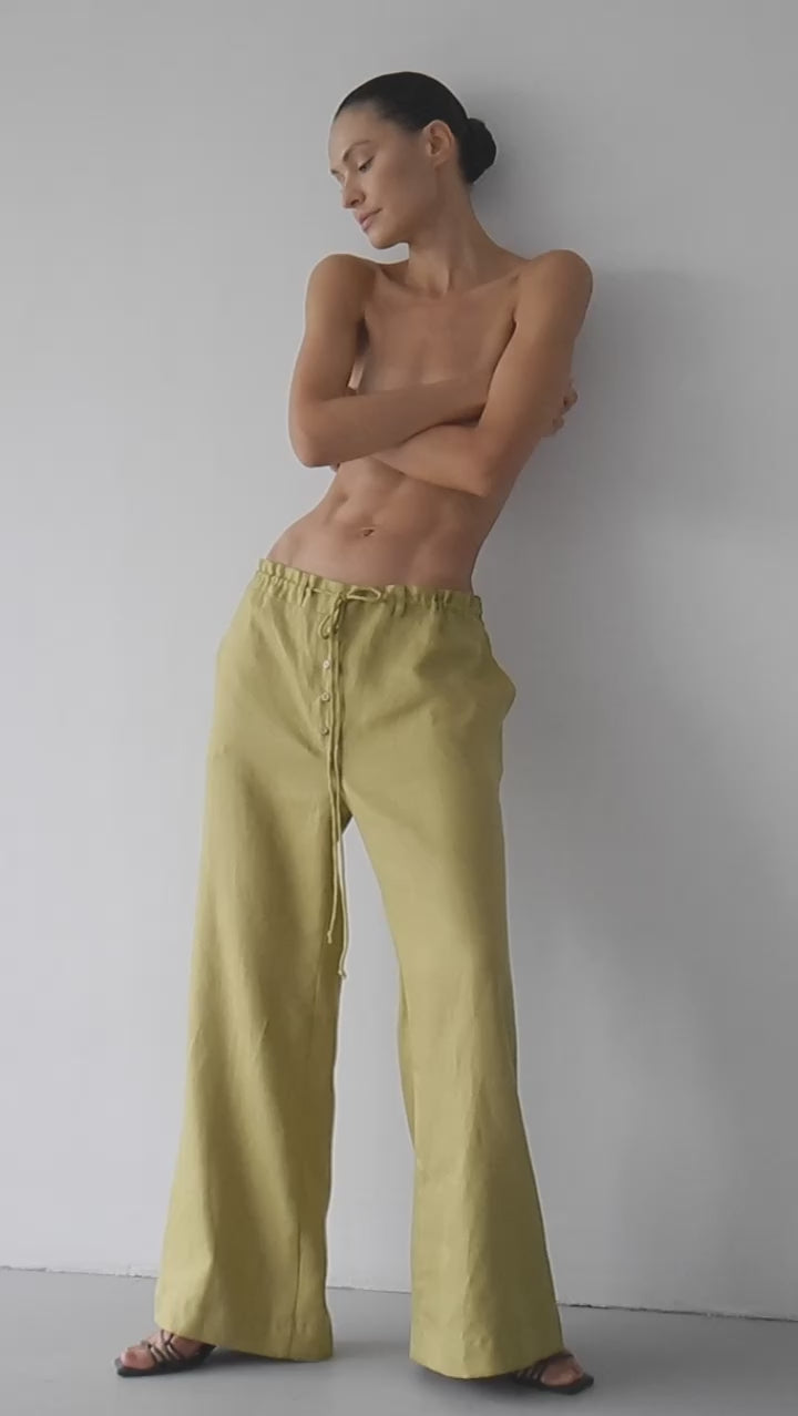 Drawstring Trousers in Olive